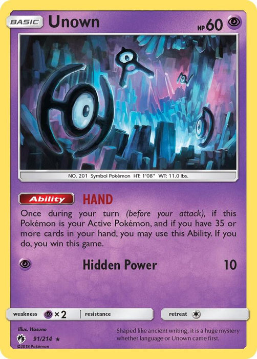Unown (91/214) (SM8) (Reverse Holofoil)