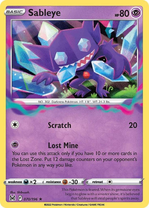 Sableye 70/196 - All the best items from Vivid Imagination Cards and Collectibles - Just $2.75! Shop now at Vivid Imagination Cards and Collectibles