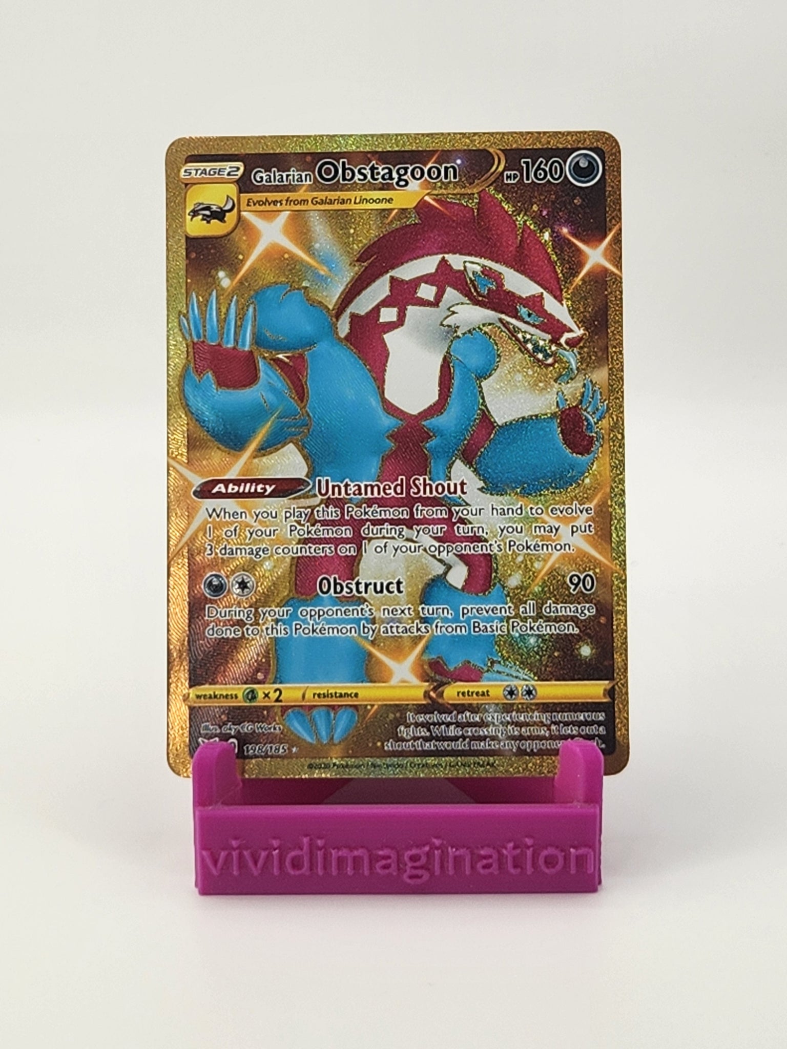 Galarian Obstagoon 198/185 (Secret) - All the best items from Vivid Imagination Cards and Collectibles - Just $4.99! Shop now at Vivid Imagination Cards and Collectibles