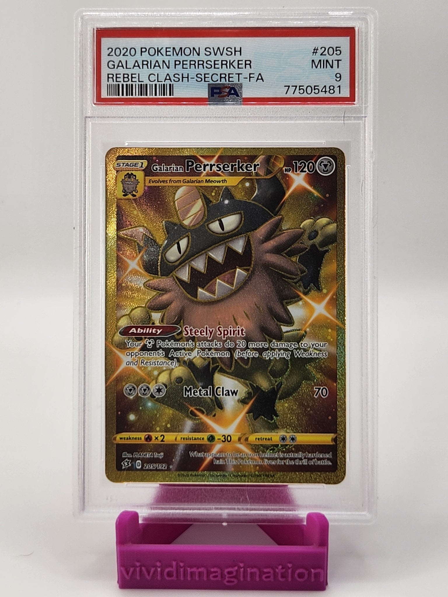 Galarian Perrserker 205/192 (PSA 9) - All the best items from Vivid Imagination Cards and Collectibles - Just $12.99! Shop now at Vivid Imagination Cards and Collectibles