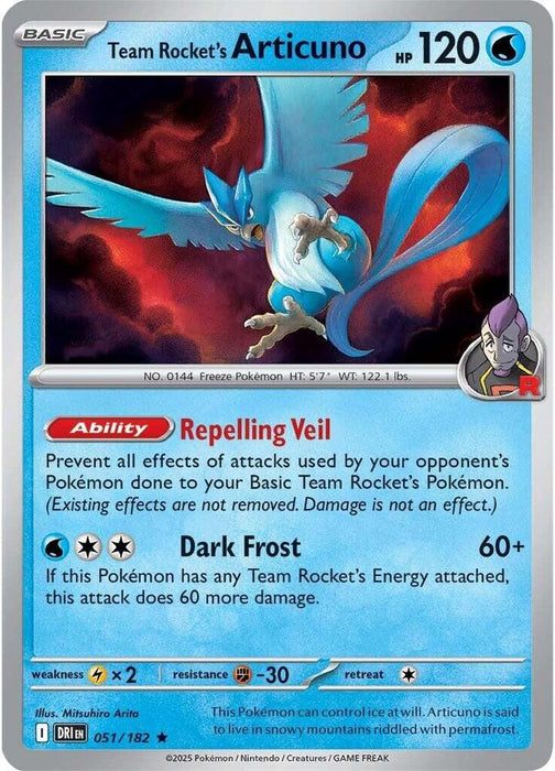 Team Rocket's Articuno (051/182) (DRI) (Reverse Holofoil)