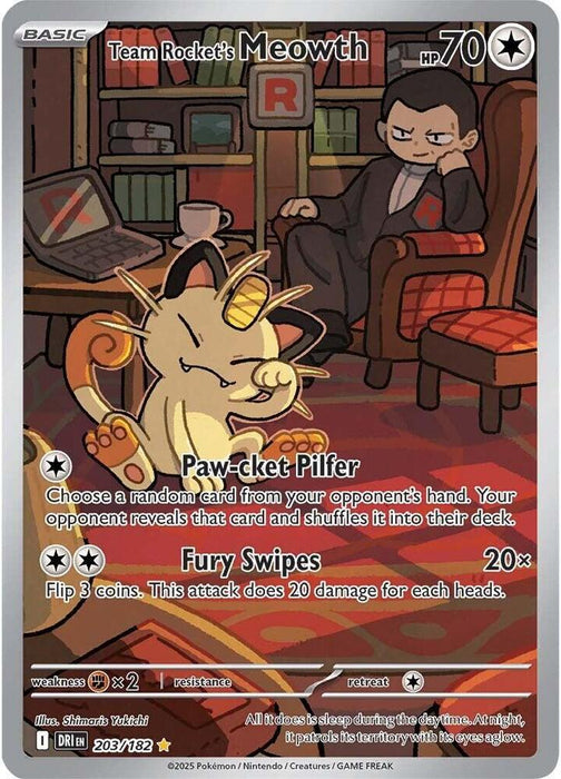 Team Rocket's Meowth (203/182) (DRI)