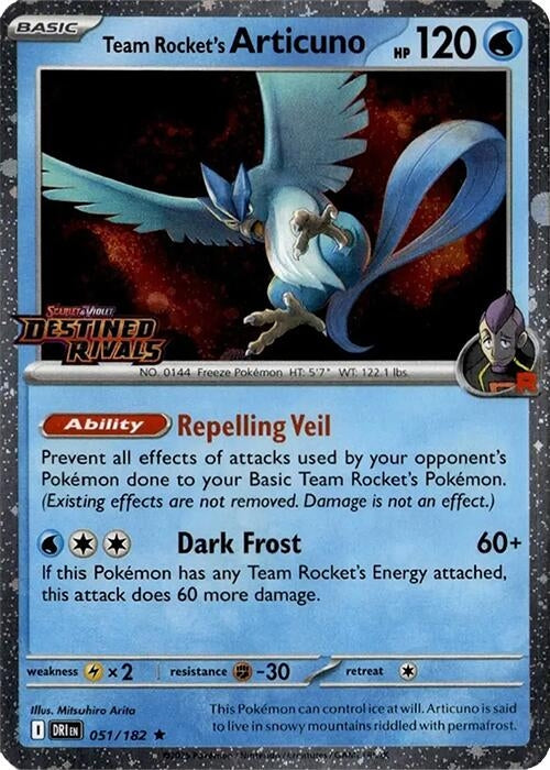Team Rocket's Articuno - 051/182 (Cosmos Holo) (Destined Rivals Stamp) (051/182) (MCAP)