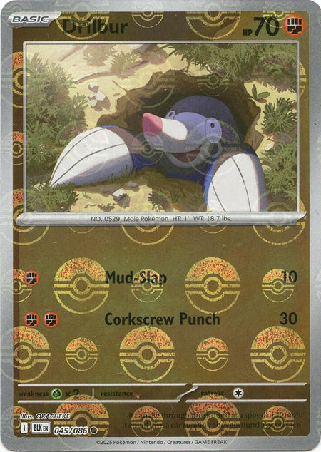 Drilbur (Poke Ball Pattern) (045/086) (BLK)