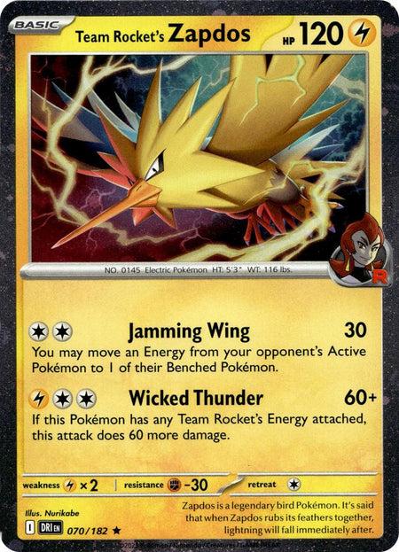 Team Rocket's Zapdos (Cosmos Holo) (070/182) (MCAP) (Cosmos Holo)