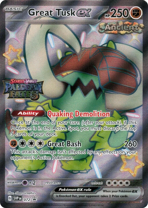Great Tusk ex - 072 (Paldean Fates Stamped) (072) (MCAP)