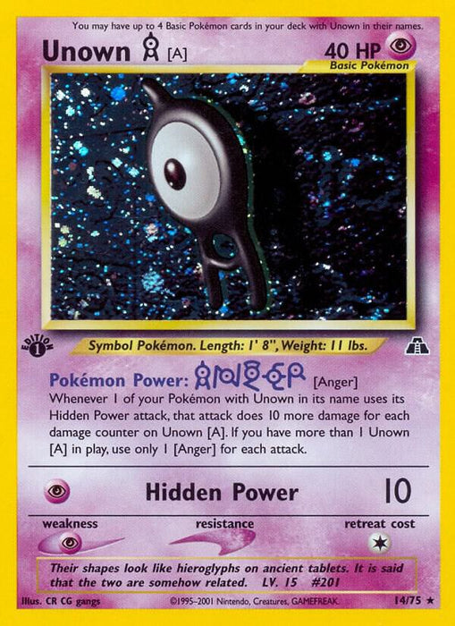Unown [A] (14/75) (N2) (Unlimited Holofoil)