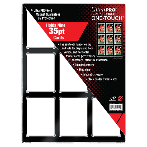 9-Card Black Border UV ONE-TOUCH Magnetic Holder 35pt - All the best items from ULTRA PRO INTERNATIONAL, LLC - Just $22.99! Shop now at Vivid Imagination Cards and Collectibles
